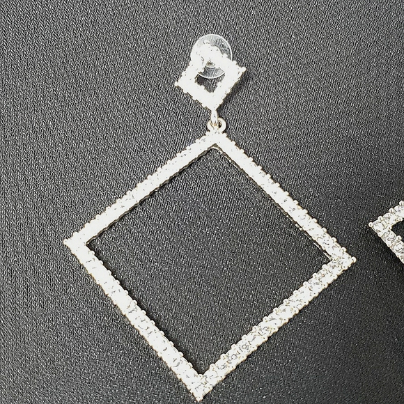 Charming Charlie diamond shape rhinestone pierced earrings - Picture 3 of 4